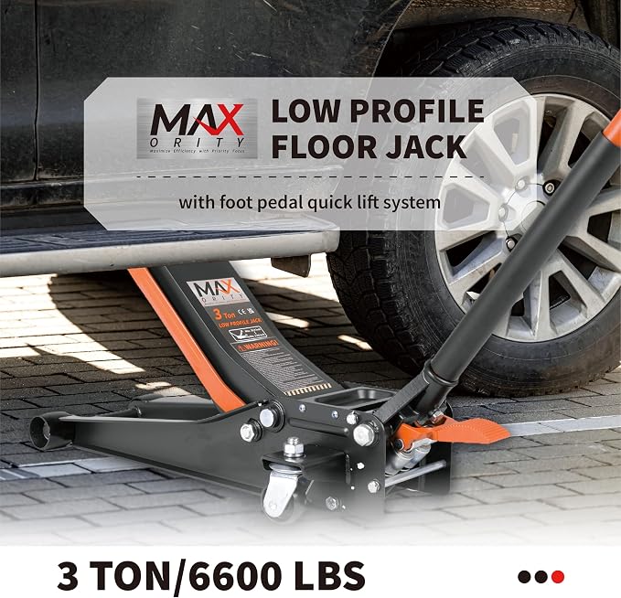 3-Ton Low-Profile Dual Pistons Heavy-Duty Steel Racing Floor Jack - Image 2