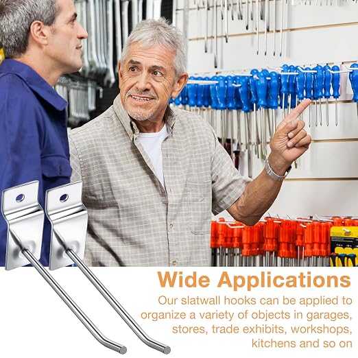 Moxweyeni 100 Pcs Heavy Duty Slatwall Panel Hooks Hanging Metal Slat Wall - Image 5