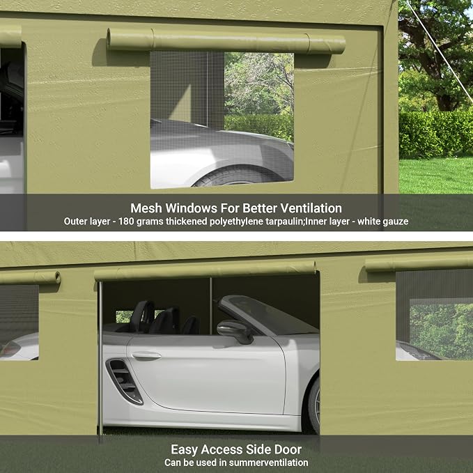 12x20 FT Carport, Heavy Duty Carport, Portable Garage - Image 4