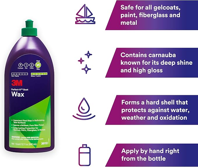 3M Perfect-It Boat Wax, 1 Quart, Contains Carnauba Wax, Protects against - Image 3