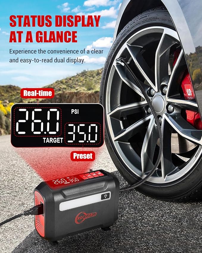 R8 Tire Inflator Portable Air Compressor, DC 12V Air Compressor Portable - Image 3