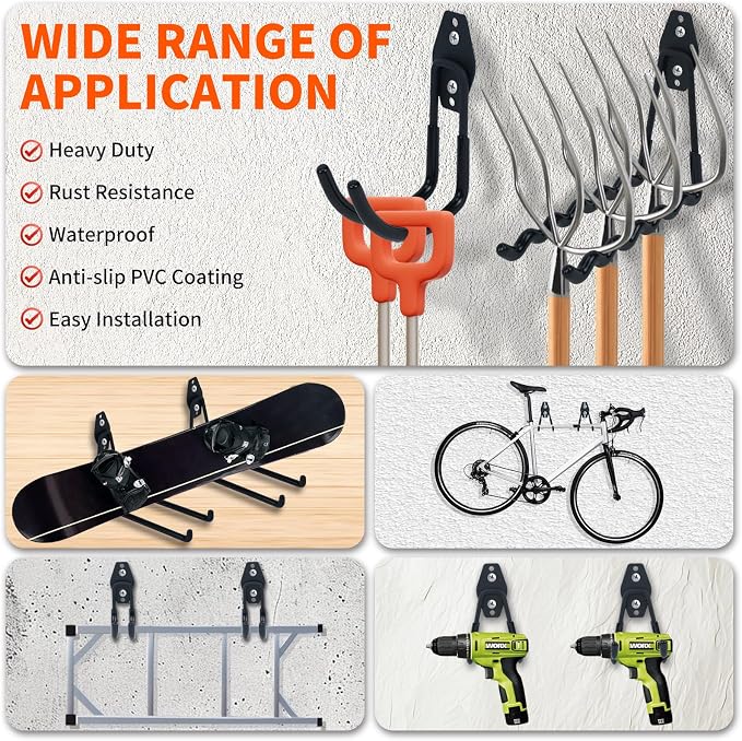 14 Pack Garage Hooks, Utility Wall Mount Garage Hooks Heavy Duty - Image 3