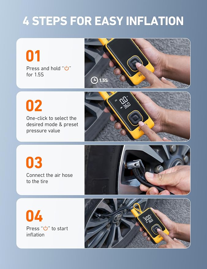AstroAI L7 Air Tire Inflator Portable Air Compressor, 150PSI Electric Cordless - Image 8
