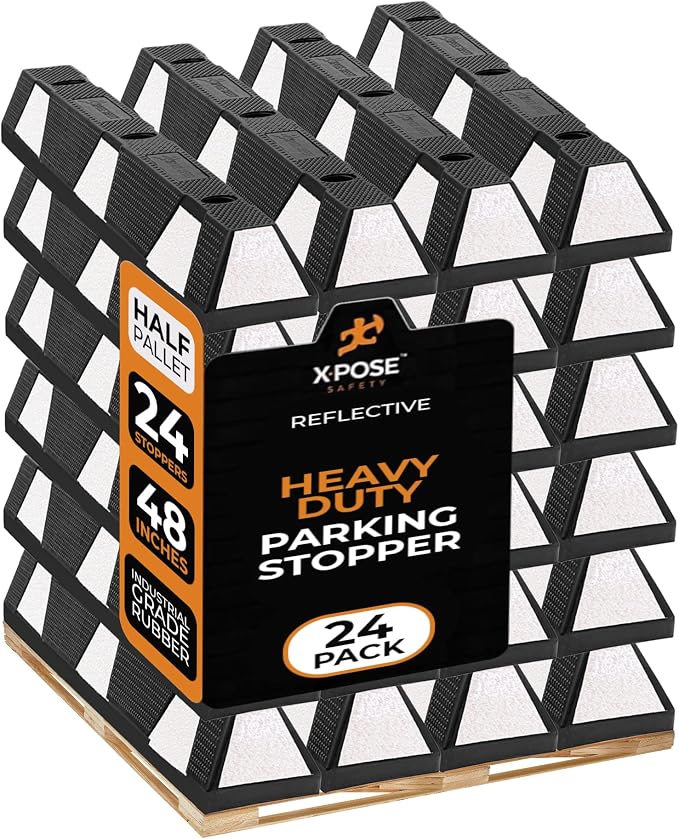 Xpose Safety 48" Heavy Duty Rubber Parking Stopper – Bulk Half Pallet 24 Pack by XposeSafety