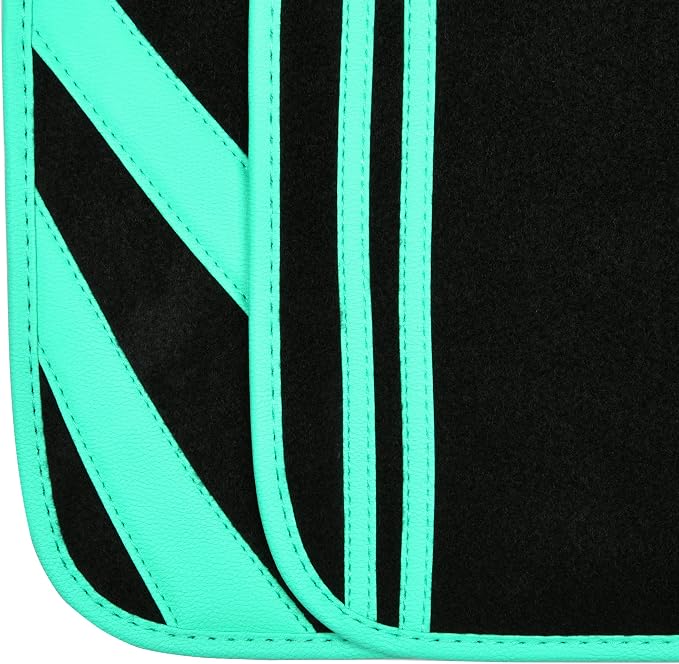 CAR PASS Mint Green Edge Leather Car Floor Mats, Universal Car Mats - Image 7