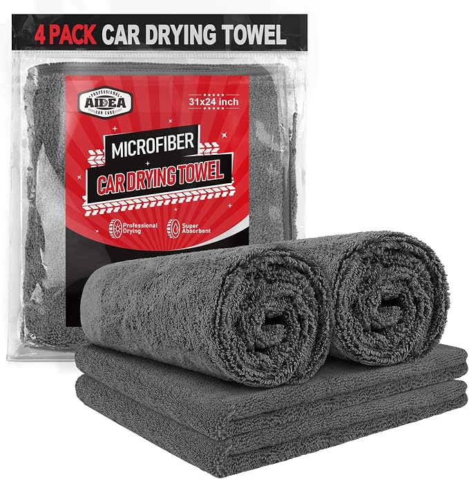 AIDEA Microfiber Towels for Cars-4PK, Large Professional Car Drying Towel by AIDEAHOME