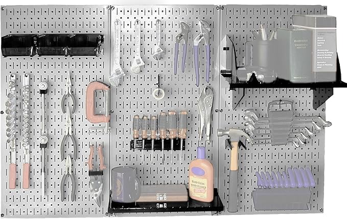 Wall Control Metal Pegboard Tool Organizer and Gray Metal Pegboard Pack - Image 3