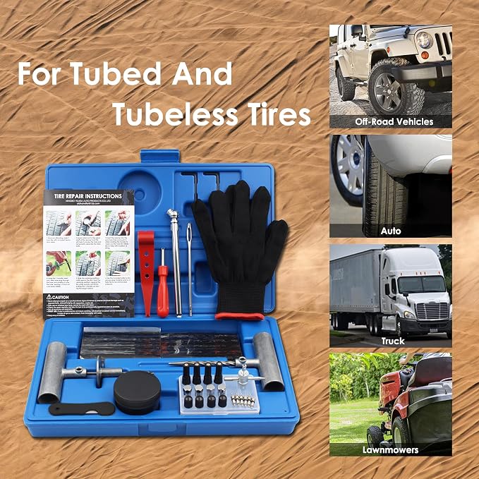 Tyre Repair Kit, Universal Repair Tool Kit to Fix Punctures and Plug Flats Tire - Image 5