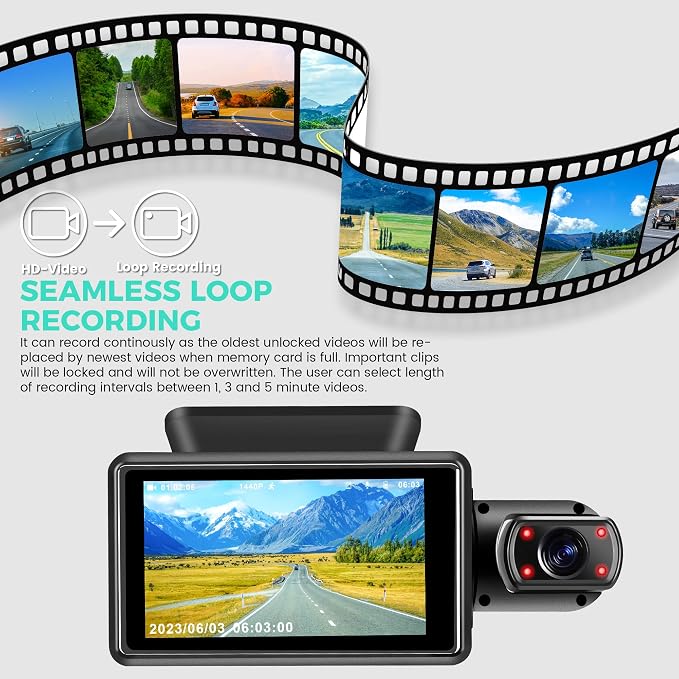 Dual Dash Camera for Cars, Dash Cam Front and Inside, 1440P Dashcam Front + - Image 2