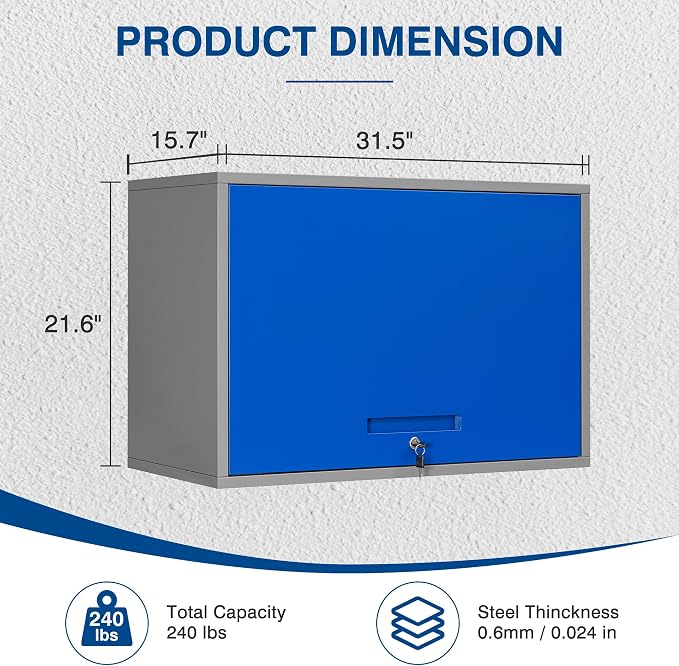 Metal Storage Cabinet Blue&Gray Wall Cabinets - Image 3