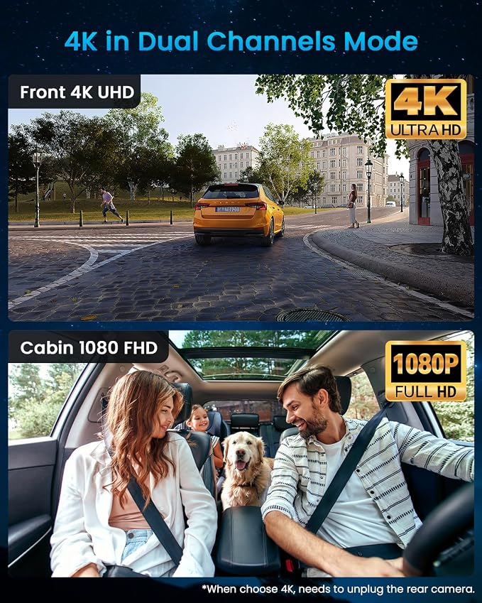 iiwey N7 3 Channel Dash Cam Front and Rear Inside 3K+1080P+1080P - Image 8