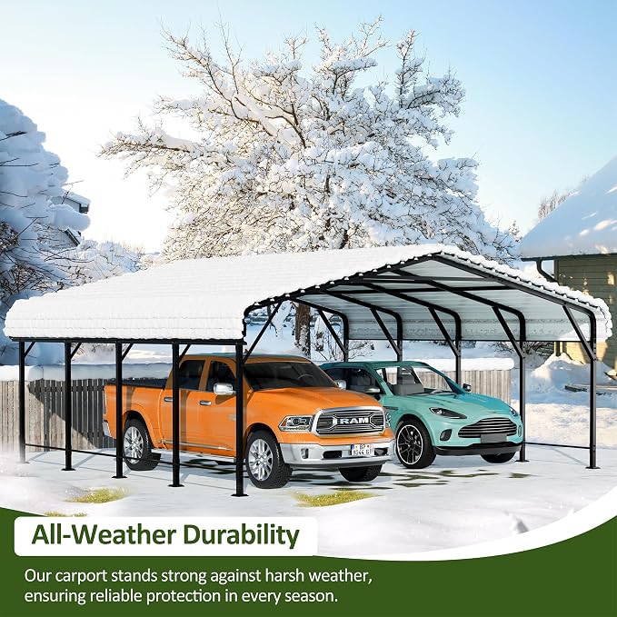 JAMFLY Carport, 20X20 FT Metal Carport, Heavy Duty Carport Canopy - Image 2