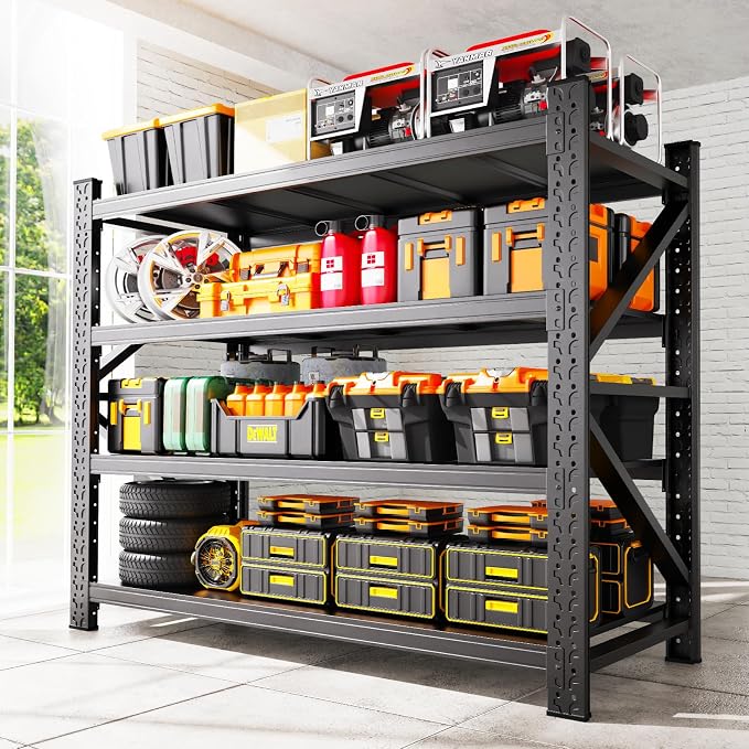 48''W Garage Shelving Heavy Duty, Metal Garage Shelves, 7000LBS Storage Shelves by LLIIFFEE
