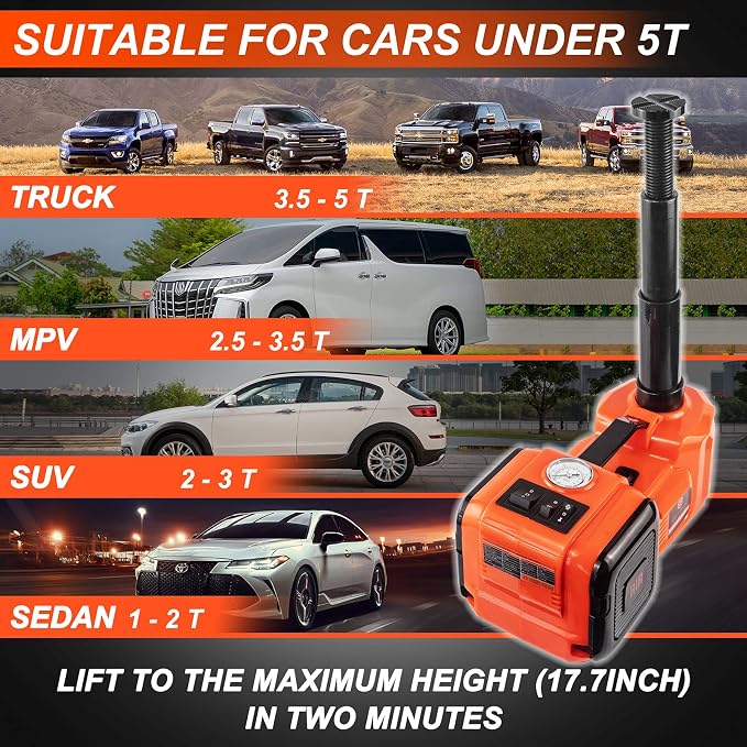 E-HEELP Electric Car Jack Kit 5Ton 12V Hydraulic Car Jack Lift - Image 2