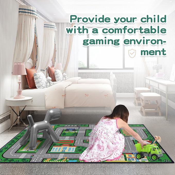 Fun Car Play Area Carpet Car Mat 59"x39" Play Rug - Image 4