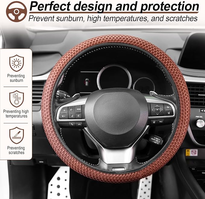 alpmosn Elastic Stretch Steering Wheel Cover, Breathable Microfiber Ice Silk - Image 5