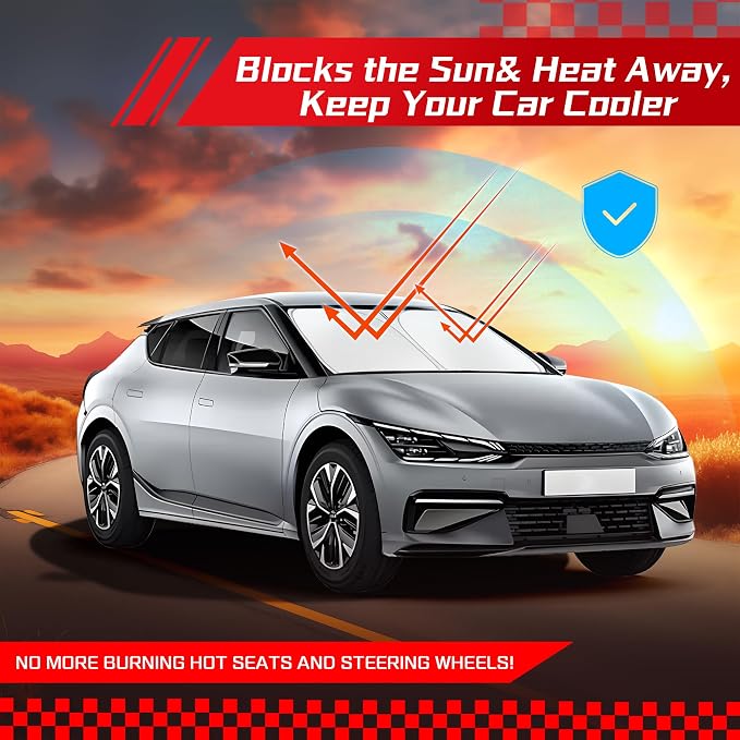 ARISMOTOR Windshield Sun Shade for Kia EV6 2022-2025 2026, Custom Fit Foldable - Image 7