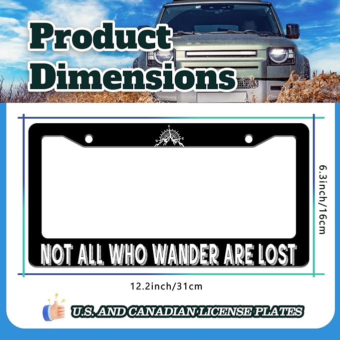 Not All Who Wander are Lost License Plate Frame Mountain Compass Stainless - Image 3