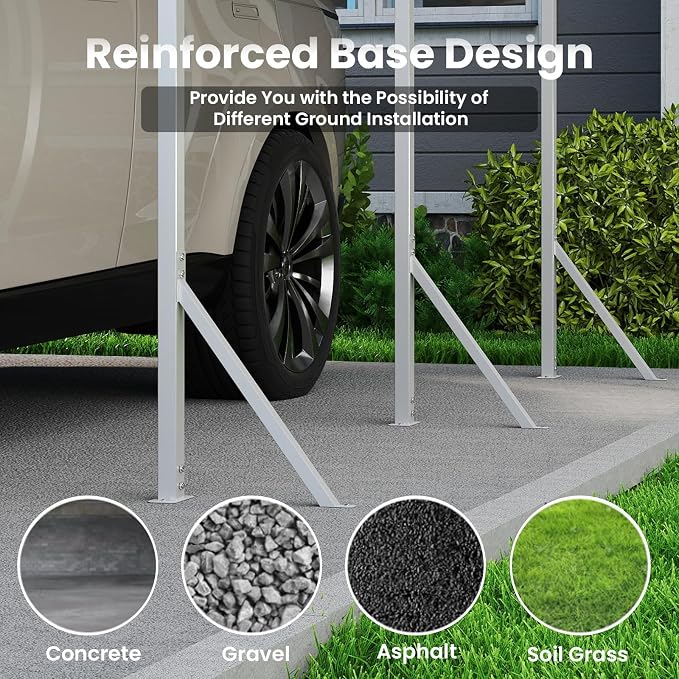 20x20ft Heavy Duty Metal Carport – Outdoor Galvanized Garage, Sturdy Structure - Image 4