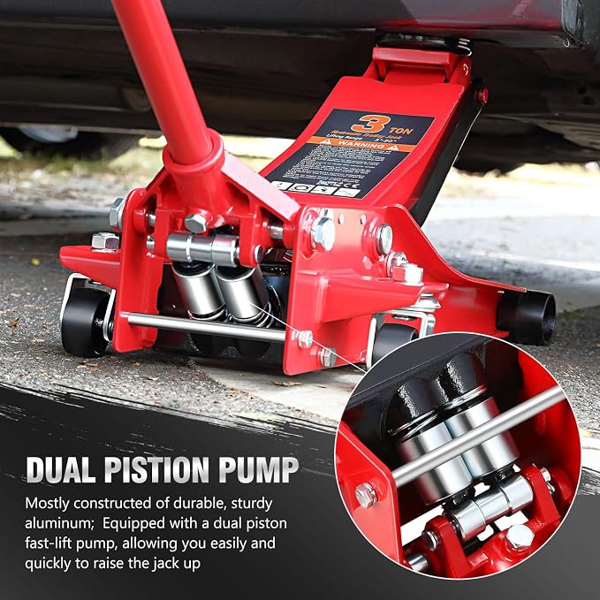 DNA MOTORING Low Profile Hydraulic Trolley Service/Floor Jack, 3 Ton Capacity - Image 4