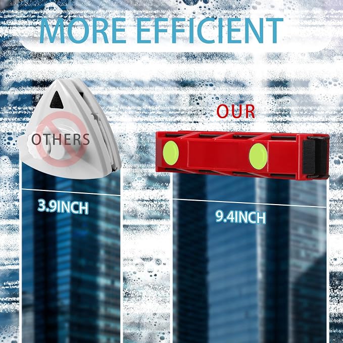 Magnetic Window Cleaner, 0.8"-1.1" Double Sided Window Glass Wiper Cleaning Tool - Image 3