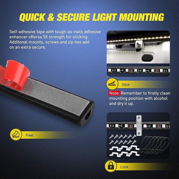 Nilight - TL-31 2PCS 60Inch RGB Truck Bed Light Strip Kit 180 LED RF Remote - Image 4