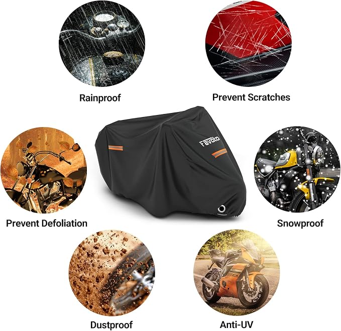 Favoto Motorcycle Cover All Season Universal Weather Quality Waterproof Sun - Image 7