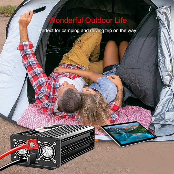Xijia 1500W Pure Sine Wave LCD-Display Solar Power DC 12V Inverter AC 120V 60HZ - Image 9