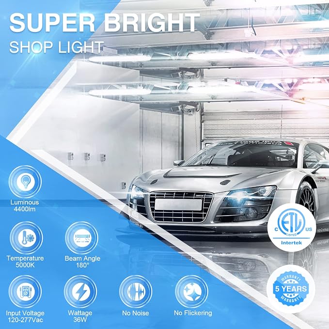 Ensenior 6 Pack Linkable Led Shop Light 4ft - Image 2
