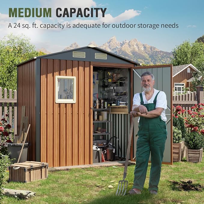 Outdoor Storage Shed 6x4 Ft, Lockable Metal Garden Shed - Image 2