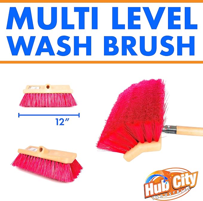 Hub City Industry 10- inch Car Wash Brush, Bi- Level Brush, Soft Nylon Bristle - Image 2