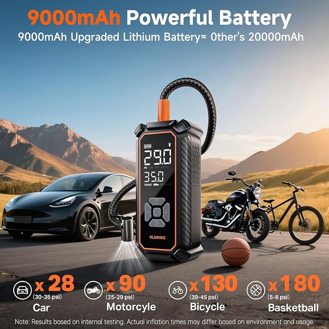 OlarHike Cordless Tire Inflator Portable Air Compressor, Air Pump - Image 3