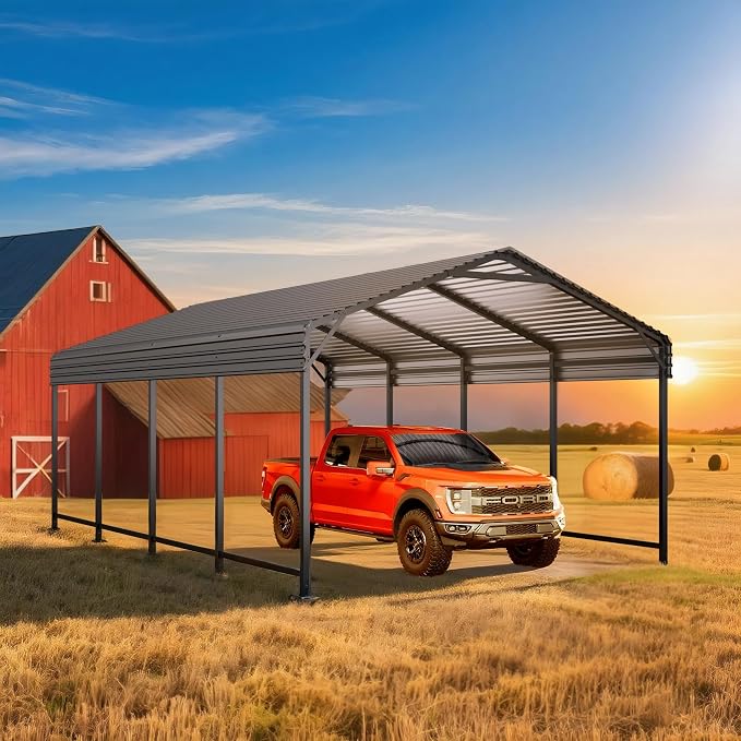 12x20 FT Metal Carport, Enhanced Base and Steel Roof - Image 4