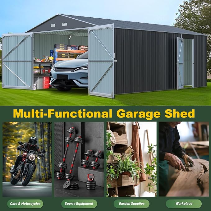 Metal Garage Shed 20x13 FT, Sheds & Outdoor Storage Clearance, Outdoor Storage - Image 6