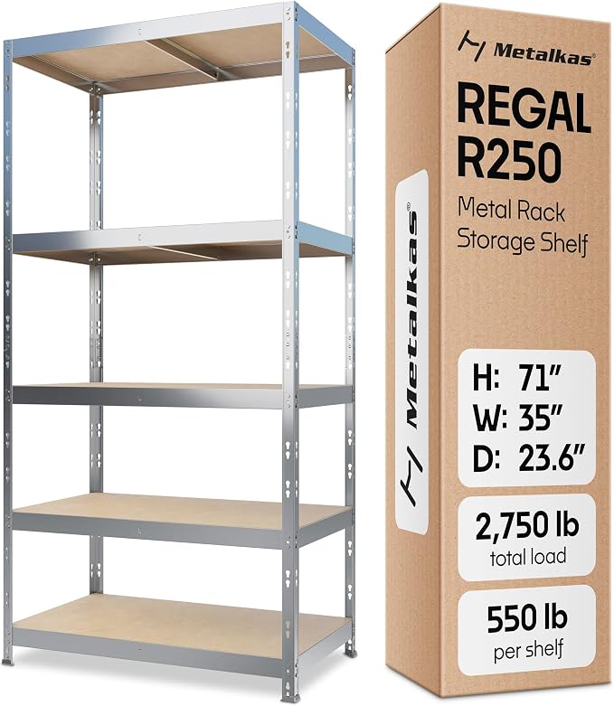 Storage Shelves: 5 Storage Shelves Heavy Duty w/ 2, 750 lb Total Load Capacity by Metalkas