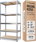 Storage Shelves: 5 Storage Shelves Heavy Duty w/ 2, 750 lb Total Load Capacity by Metalkas
