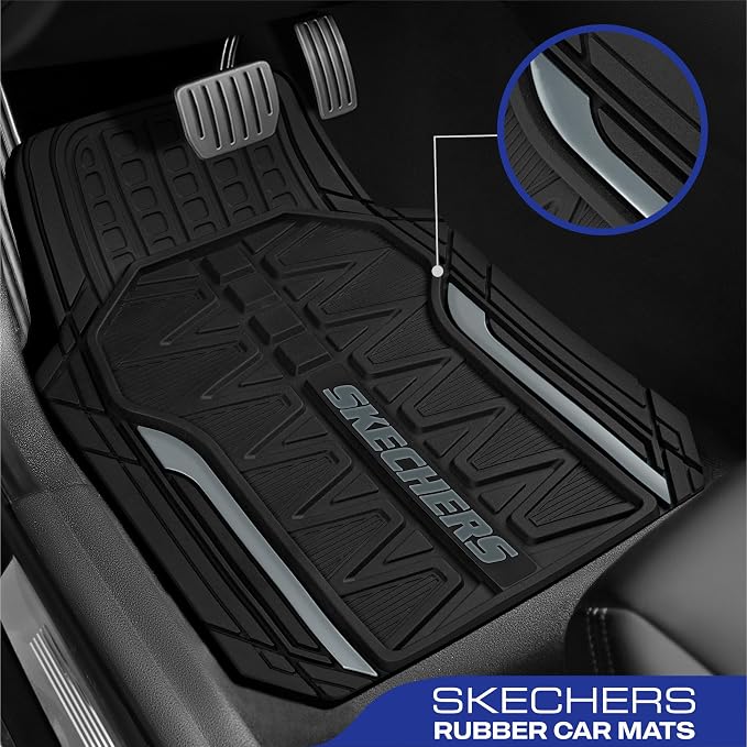 Skechers Car Floor Mats, Heavy Duty Rubber Car Mats Full Set, All Weather Floor - Image 2