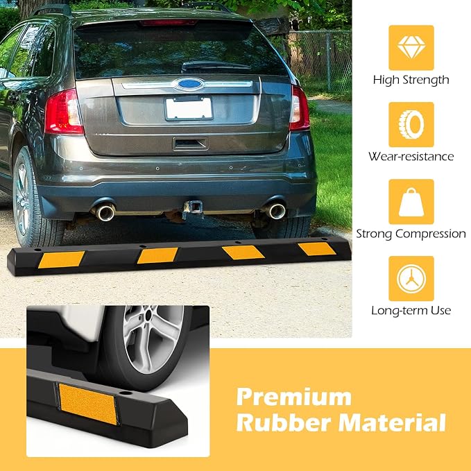 Rubber Parking Curb Garage Floor Stopper, Guide Wheel Stopper - Image 3