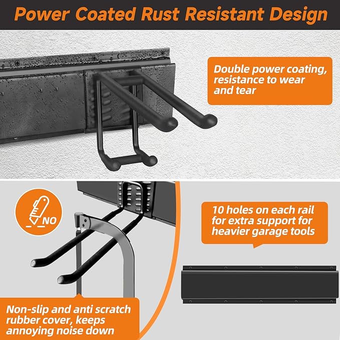 Garden Tool Organizer Wall Mount, Heavy Duty 48 Inches Garage Organization and - Image 3