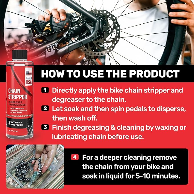 Professional Bike Chain Stripper + Degreaser - 16oz Chain Cleaner & Wax Prep - Image 6