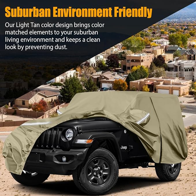 Waterproof Car Covers Replace for 2007-2025 Jeep Wrangler 2 Door, Windproof - Image 6