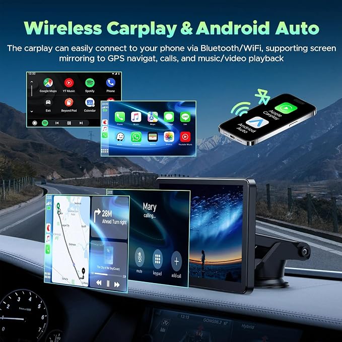 Portable Wireless CarPlay and Android Auto Screen - Image 3