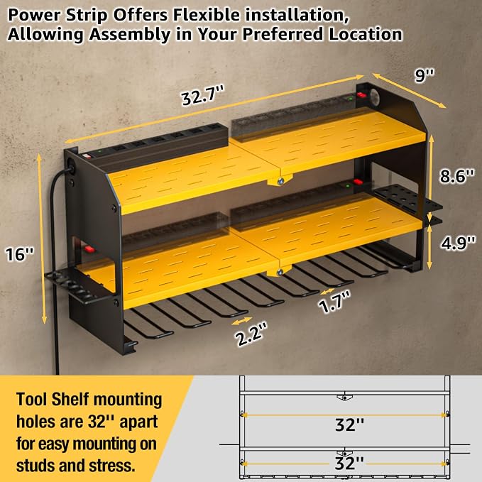 YYR Power Tool Organizer with Charging Station Wall Mount, Cordless Drill and - Image 6