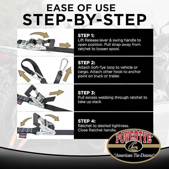 PowerTye - Made in USA - Heavy Duty Ratchet Tie Down Straps - Image 5