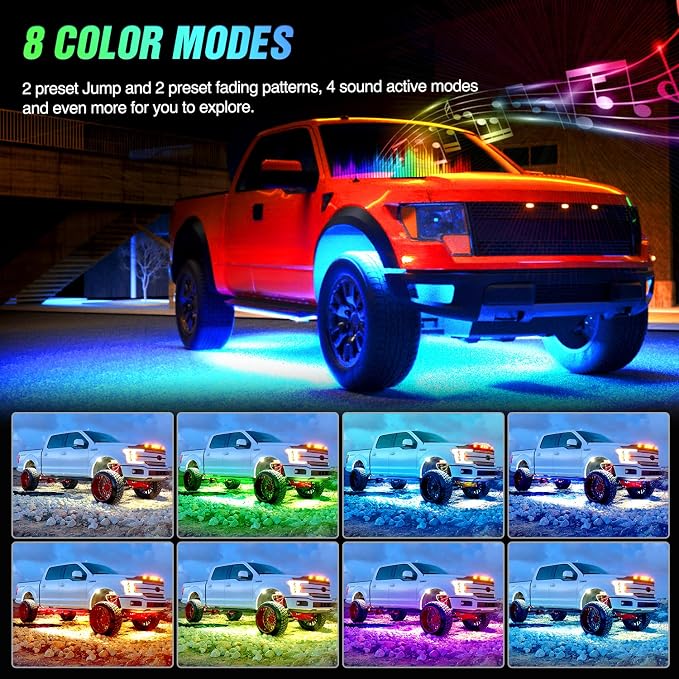 Nilight 6Pcs Car Underglow Neon Accent Strip Lights 300 LEDs RGB Multi Color - Image 5