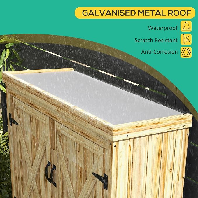 Outsunny Wooden Garden Shed, Outdoor Storage Cabinet - Image 3