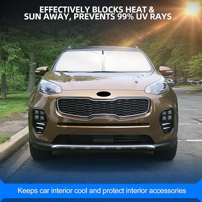 Windshield Sun Shade for Kia Sportage 2018-2022 Foldable Sunshade Custom Fit - Image 7