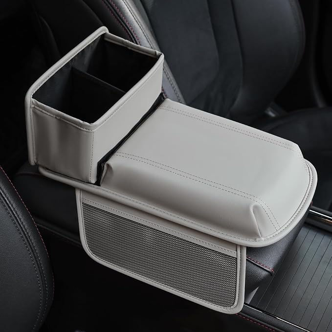 JEYODA Upgraded Car Armrest Cover, Premium Leather Car Armrest Cover Cushion by JEYODA