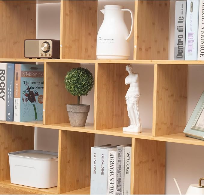 Maydear 47.24” Bamboo Bookshelf, 10 Cube Bookshelf - Image 8