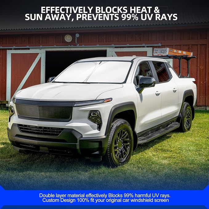 Windshield Sun Shade for Ch-evro-let Silverado EV 2024-2025 2026 Foldable - Image 7